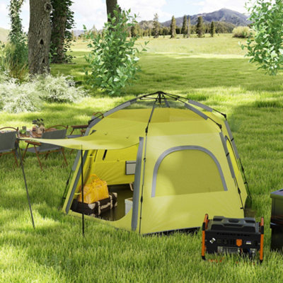 Spacious 4-8 Person Camping Tent, Easy Set Up, Green - Outsunny