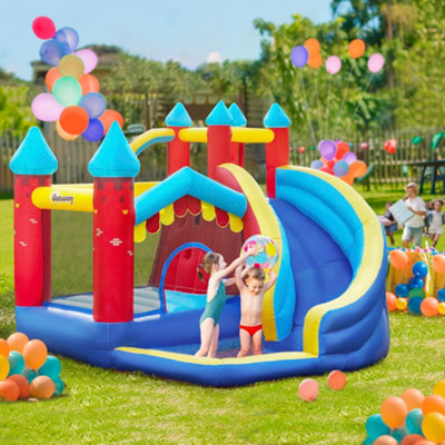 Outsunny Kids Bouncy Castle w/ Slide, Pool, Trampoline, Climbing