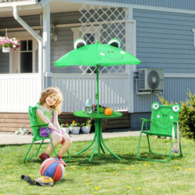 Outsunny Kids Folding Picnic Table and Chair Set Frog Pattern