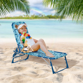 Outsunny Kids Garden Chairs Lounge Chair Sun Lounger Blue