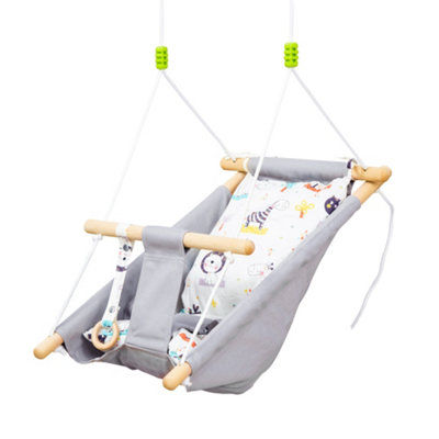 Outsunny Kids Hammock Swing Chair w/ Cotton Pillow for 6-36 Months, Grey
