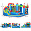 Outsunny Kids Inflatable Bouncy Castle Water Slide 6 in 1 Bounce House Jumping Castle Water Gun Climbing Wall with Air Blower