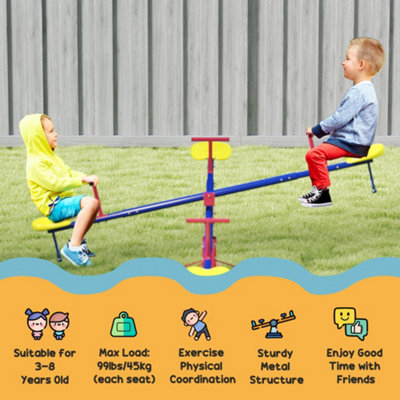 Outsunny Kids Metal Seesaw Teeter Totter Children s Playground Equipment 4 Seats