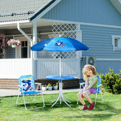 Outsunny Kids Outdoor Bistro Table and Chair Set Shark Design