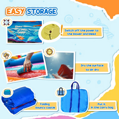 Outsunny Kids Rainbow Bouncy Castle & Pool House Inflatable Trampoline w/ Blower Pump Outdoor Play Garden Activity Exercise Fun - 5