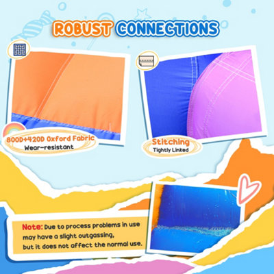 Outsunny Kids Rainbow Bouncy Castle & Pool House Inflatable Trampoline w/ Blower Pump Outdoor Play Garden Activity Exercise Fun - 8