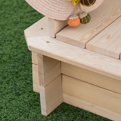 Outsunny Kids Square Wooden Sandpit Children Cabana Sandbox Outdoor Playset - 8