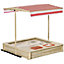 Outsunny Kids Wooden Sand Pit Children Sandbox w/ Adjustable Canopy Shade