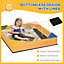 Outsunny Kids Wooden Sand Pit, Children Sandbox w/ Non-Woven Fabric, Four Seats, for Gardens, Playgrounds - Natural Wood Effect