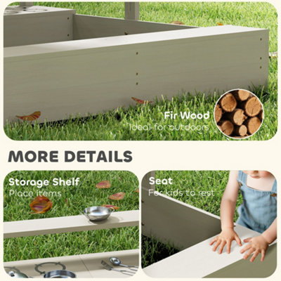 Toddler Sand Play Set With Sink Outsunny Wooden Kids Sandbox With ...