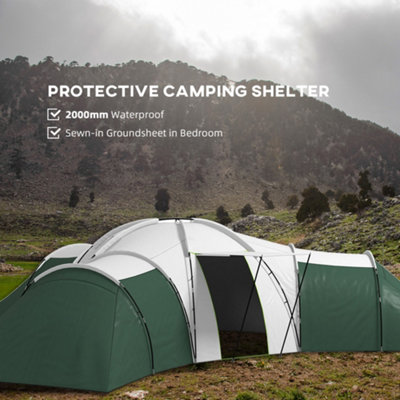 Outsunny Large Camping Tent with 3 Bedroom Living Area and Porch for 6 9 Man