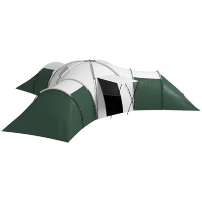 Outsunny Large Camping Tent with 3 Bedroom, Living Area and Porch for 6-9 Person