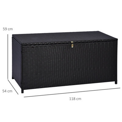 Outsunny Large Rattan Storage Box Garden Chest Wicker Outdoor Cabinet Deck Shed - 3