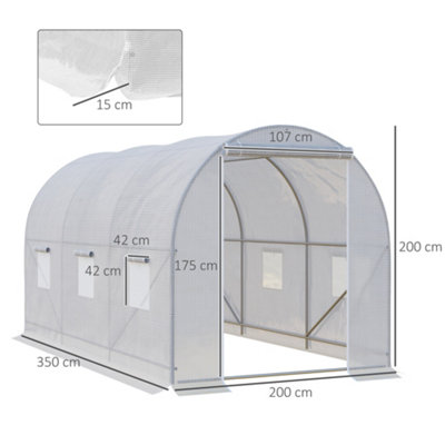 Outsunny Large Walk-in Greenhouse Poly Tunnel Galvanised Garden Plants Grow Tent - 3