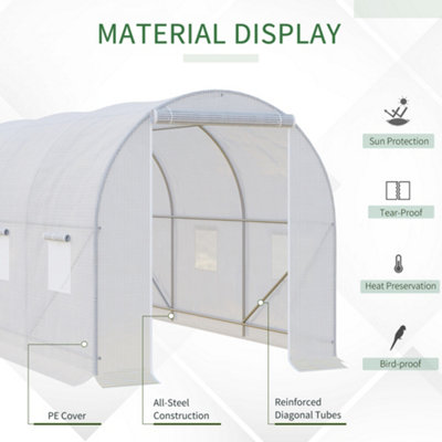 Outsunny Large Walk-in Greenhouse Poly Tunnel Galvanised Garden Plants Grow Tent - 5