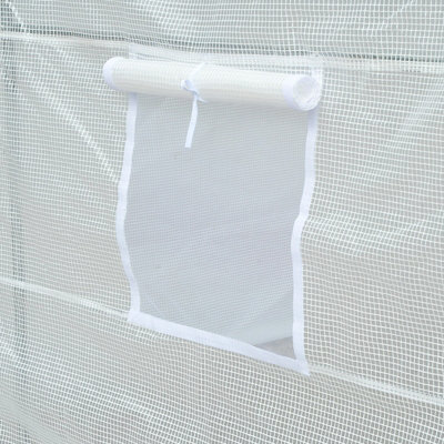 Outsunny Large Walk-in Greenhouse Poly Tunnel Galvanised Garden Plants Grow Tent - 7