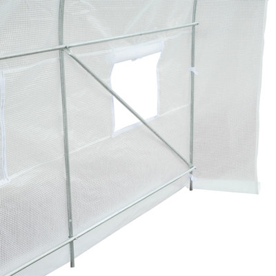 Outsunny Large Walk-in Greenhouse Poly Tunnel Galvanised Garden Plants Grow Tent - 9