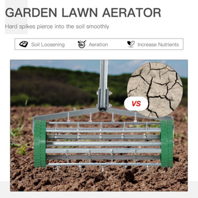 Outsunny Lawn Aerator Outdoor Grass Care Heavy Duty Garden Roller Manual Handle - 6
