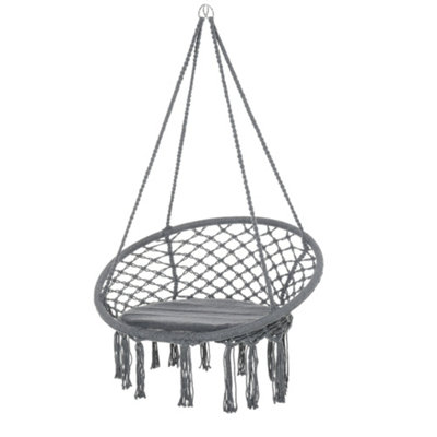 Outsunny Macrame Hanging Chair Swing Hammock for Indoor Outdoor Use