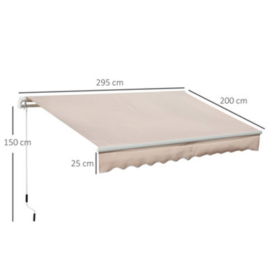Outsunny Manual Retractable Awning Garden Shelter Canopy 3 x 2m Beige