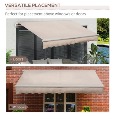 Outsunny Manual Retractable Awning Garden Shelter Canopy 3 x 2m Beige - 7