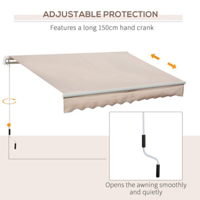 Outsunny Manual Retractable Awning Garden Shelter Canopy 3 x 2m Beige - 4