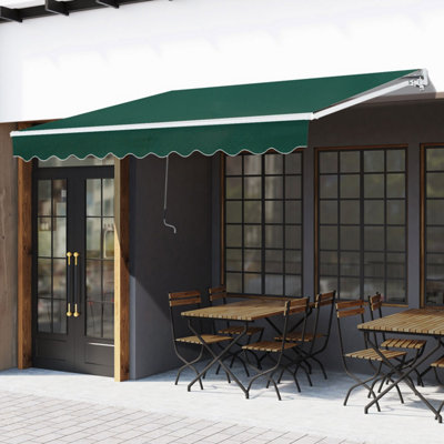 Outsunny Manual Retractable Awning Garden Shelter Canopy 3 x 2m Green
