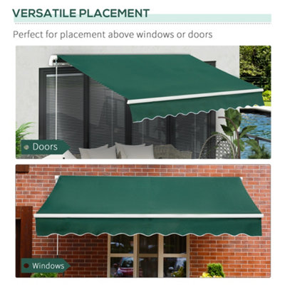 Outsunny Manual Retractable Awning Garden Shelter Canopy 3 x 2m Green - 7