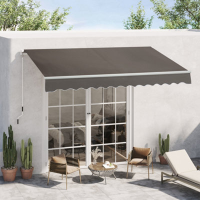 Outsunny Manual Retractable Awning Garden Shelter Canopy 3 x 2m Grey