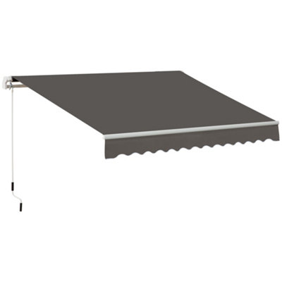 Outsunny Manual Retractable Awning Garden Shelter Canopy 3 x 2m Grey