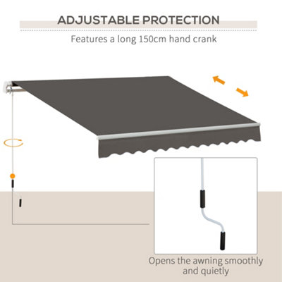 Outsunny Manual Retractable Awning Garden Shelter Canopy 3 x 2m Grey