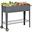 Outsunny Metal 104 x 39 x 80cm Raised Garden Bed w/ Wheels and Shelf