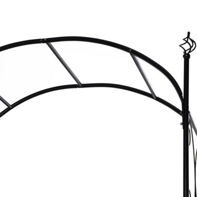 Outsunny Metal Decorative Backyard Arch w/ Gate Garden Arbor for Climbing Plants - 8