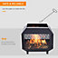 Outsunny Metal Firepit Patio Heater Brazier Garden Square Stove Log Wood Burner