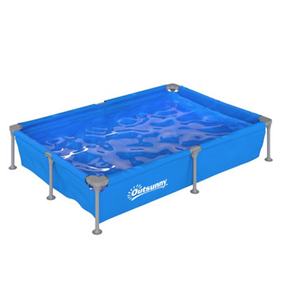 Outsunny Metal Frame Swimming Pool, Rectangle Frame Pool, 229 x 160 cm ...