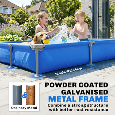 Outsunny Metal Frame Swimming Pool, Rectangle Frame Pool, 229 x 160 cm ...