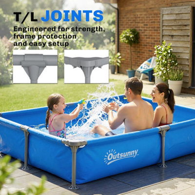 Outsunny Metal Frame Swimming Pool, Rectangle Frame Pool, 229 x 160 cm ...