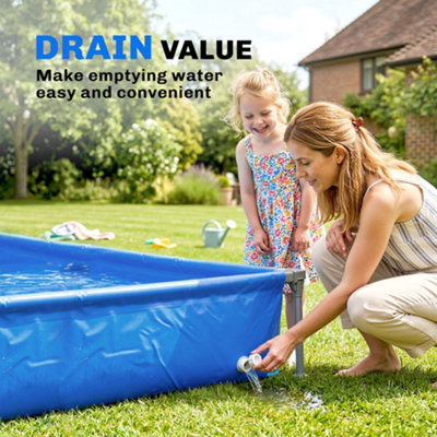 Outsunny Metal Frame Swimming Pool, Rectangle Frame Pool, 229 x 160 cm ...