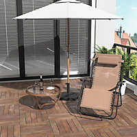 Outsunny Metal Frame Zero Gravity Lounger w/ Head Pillow for Patio Decking Beige