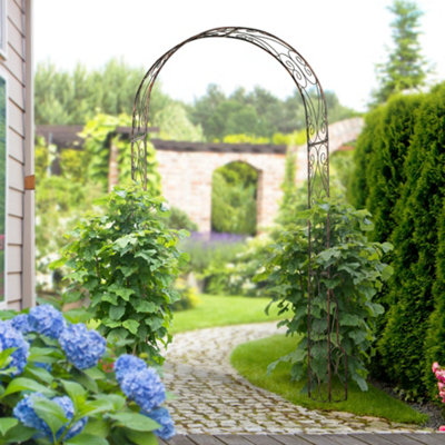 Outsunny Metal Garden Arch Arbour Rose Climbing Archway Plant Wedding Decorative