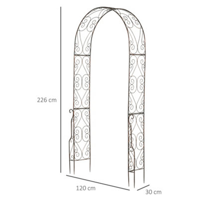 Outsunny Metal Garden Arch Arbour Rose Climbing Archway Plant Wedding Decorative - 3