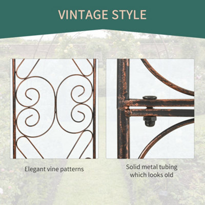 Outsunny Metal Garden Arch Arbour Rose Climbing Archway Plant Wedding Decorative - 6