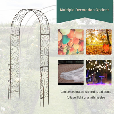 Outsunny Metal Garden Arch Arbour Rose Climbing Archway Plant Wedding Decorative - 7