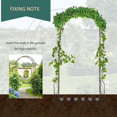 Outsunny Metal Garden Arch Arbour Rose Climbing Archway Plant Wedding Decorative - 4