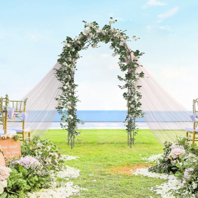 Outsunny Metal Garden Arch Arbour Rose Climbing Archway Plant Wedding Decorative - 8