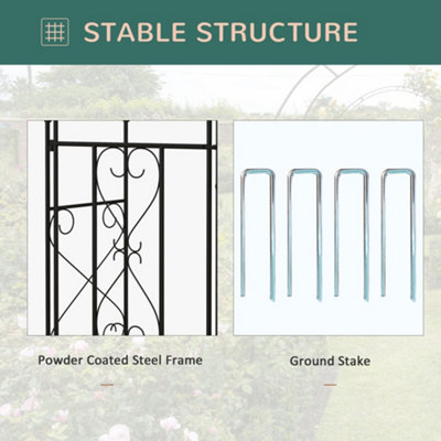 Outsunny Metal Garden Arch with Double Gate, Garden Arbor Climbing Plants