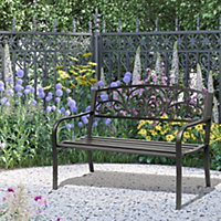 Outsunny Metal Garden Bench 2 Seater Porch Patio Park Chair Seat Outdoor Relax