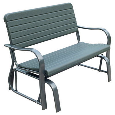 Outsunny Metal Garden Rocker Bench Rocking Chair Loveseat Outdoor 2-Seater