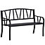 Outsunny Metal Loveseat 2-Seater Outdoor Furniture w/ Ergonomic Armrest