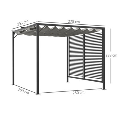 Outsunny Metal Pergola Patio Sun Shelter Grape Tent Retractable Canopy UV Cut - 3